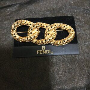 New Vintage Fendi Brooch Pin Chain Link Jewelry